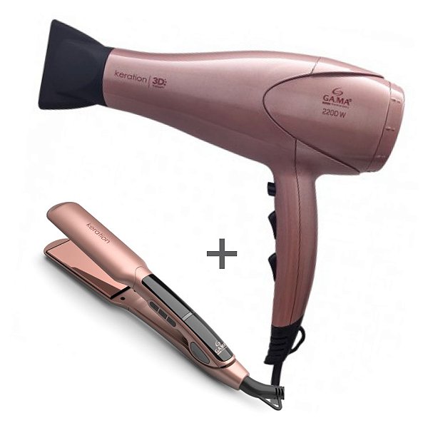 KIT GAMA 127V - SECADOR GAMA KERATION 3D 2200W + CHAPINHA X-WIDE KERATION PRO 230°C