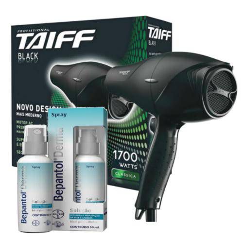 KIT TAIFF SECADOR PROFISSIONAL NEW BLACK 1900W - 127V + BEPANTOL DERMA SPRAY 50ML