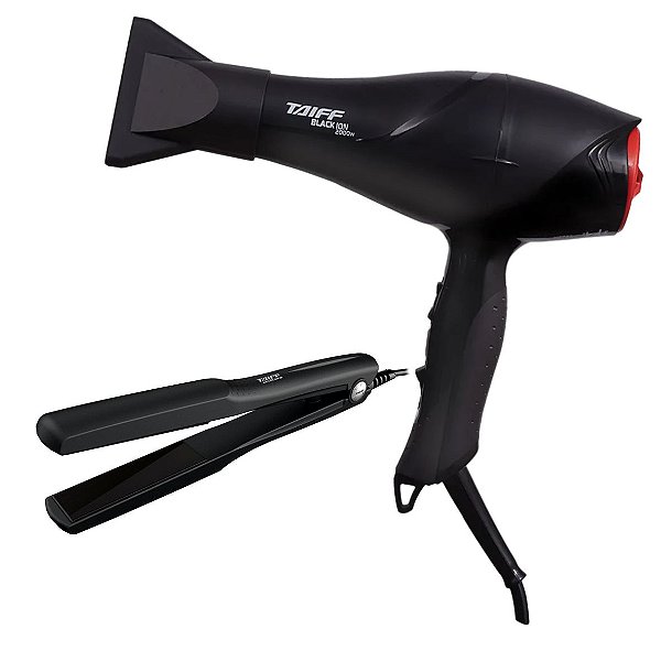 KIT TAIFF 220V - SECADOR BLACK ION 2000W + PRANCHA 180°C TAIFF  BIVOLT