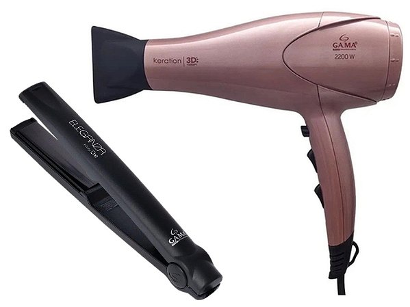 KIT GAMA - SECADOR CABELO KERATION 3D PRO 2200W 220V + CHAPINHA ELEGANZA INFINITY ONE 220ºC BV