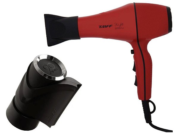 KIT TAIFF - SECADOR PROFISSIONAL STYLE RED 2000W 127V + DIFUSOR DE AR BICO 90 GRAUS
