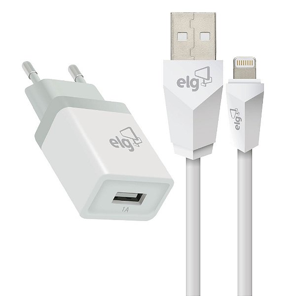 Kit Carregador Parede ELG USB Lightnin para iphone 1 ano garantia