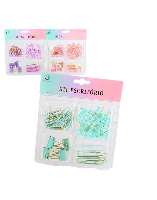 KIT Escritório com Prendedores e Clipes Soft Color