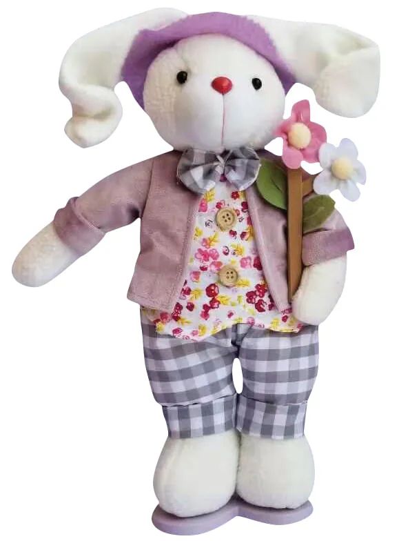 COELHO EM PÉ DECORATIVO DE PÁSCOA 32,5CM