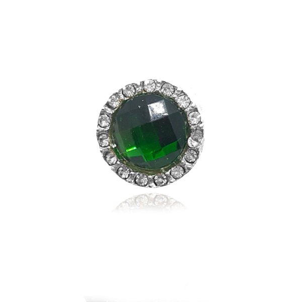 Berloque separador com cristal verde banhado a prata