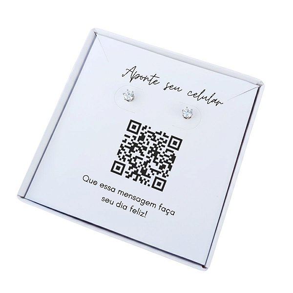 Brinco ponto de luz aço - Caixa presente com QR Code Personalizado