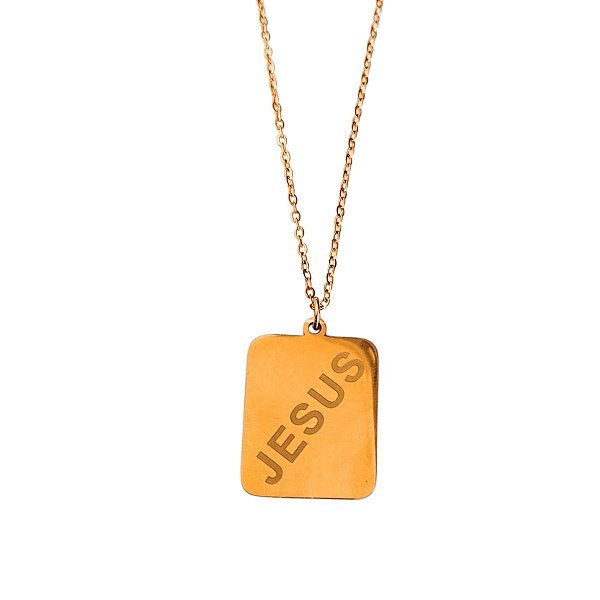 Colar com pingente Jesus de aço inox