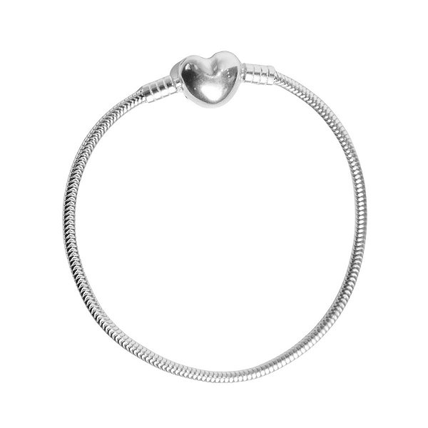 Pulseira berloque fecho coração de Aço inox