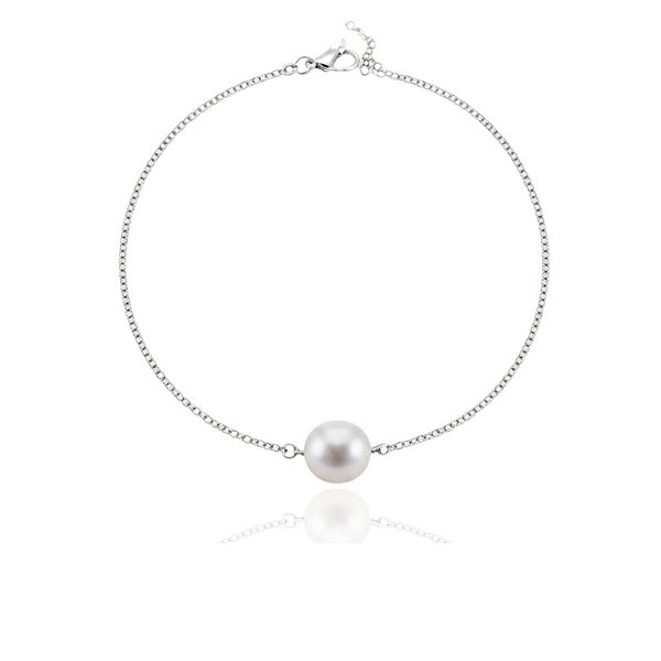 Pulseira de madre pérola oval de aço
