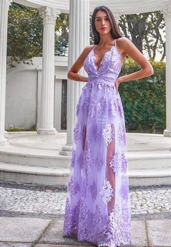vestido lilas de festa