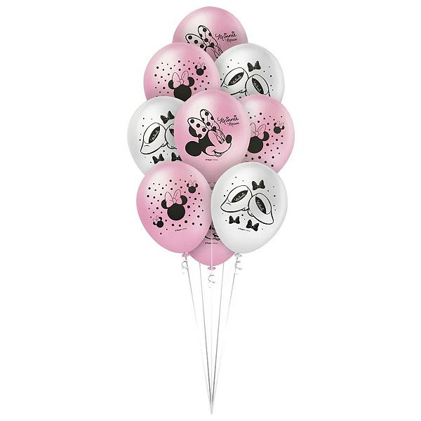 Balão Bexiga Minnie Mouse Rosa 9 Polegadas Com 25 Unidades - Loja Damico  Festas