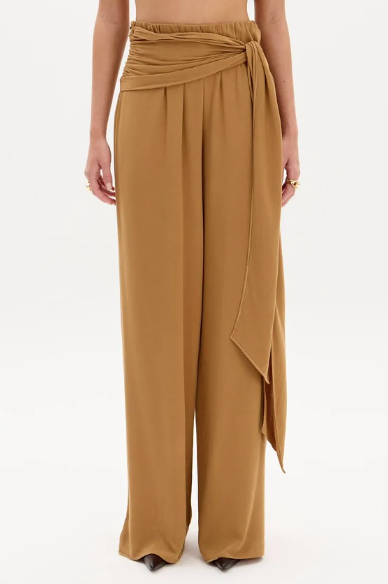 CALÇA RETA SOLTA COM AMARRAÇÃO