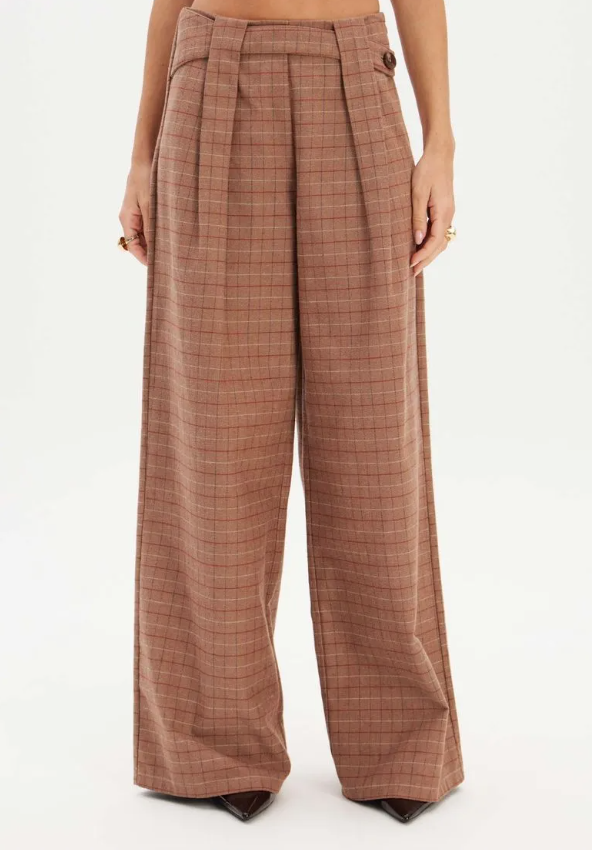 Calça Wide Leg Xadrez
