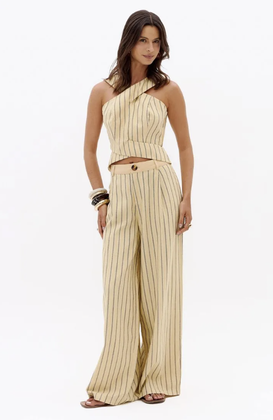 Calça Wide Leg Cintura Média