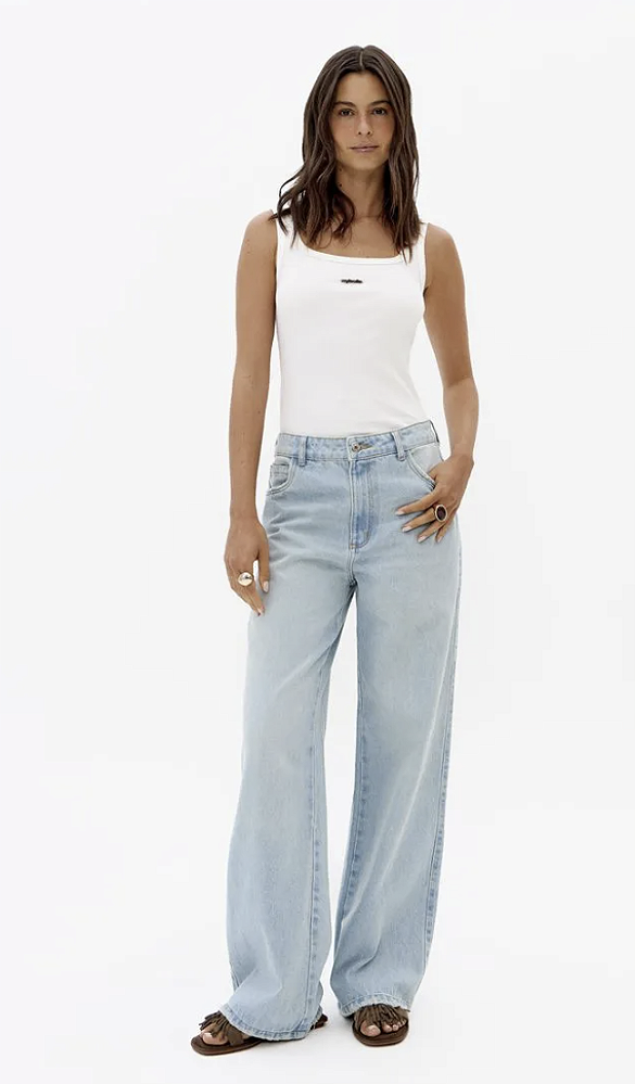 Calça Jeans Full Length Cintura Média