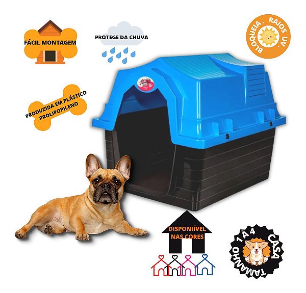 Casa Pet N3 Casinha Cães Cachorros Gatos De Plástico Azul