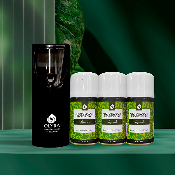 Kit Aromatizador Aero Preto 35m² + 3 Recargas Aerosol 257ml