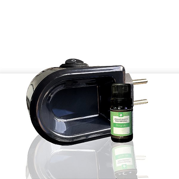 Kit Difusor Elétrico Preto de Plastico + Essência 10ml