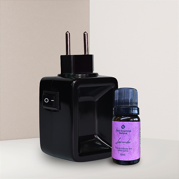 Aromatizador de Porcelana Preto + Óleo Natural 10ml