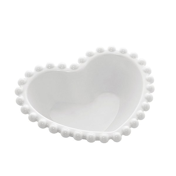 Bowl Porcelana Coração Beads Branco 13cm 28492A
