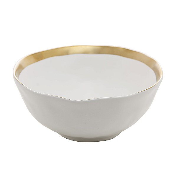 Bowl Porcelana Branco e Dourado Dubai 15cm 17759