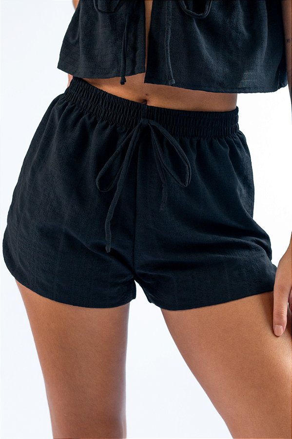 Short Boxer Crepe Textura Preto