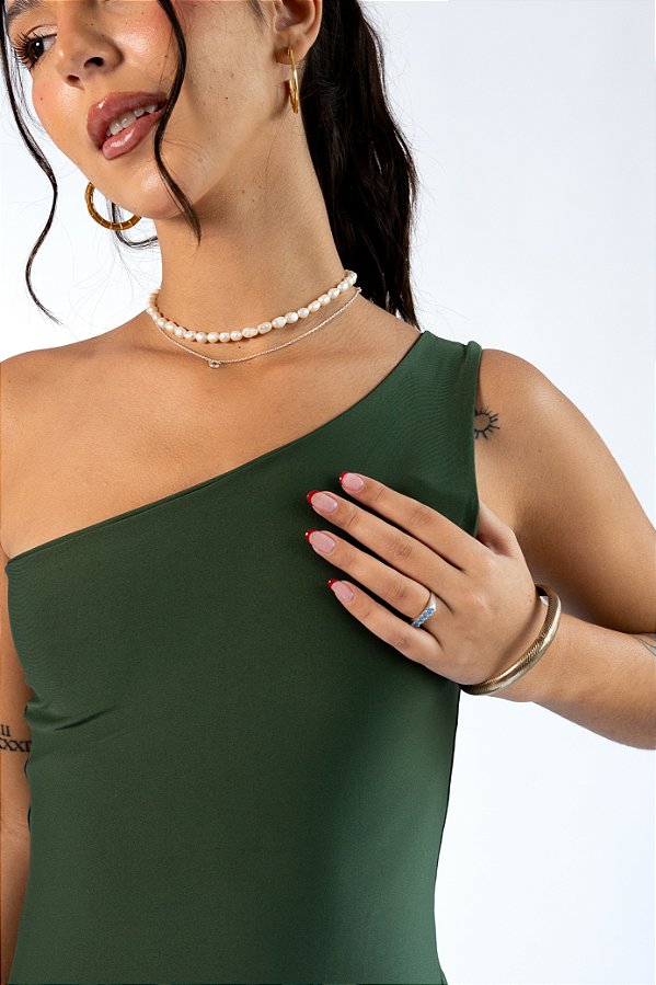 Body Cereja Verde Militar