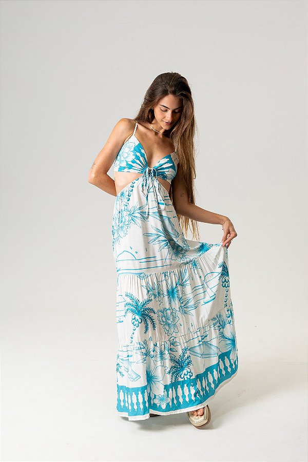 Vestido Dani Longo Tropical Azul