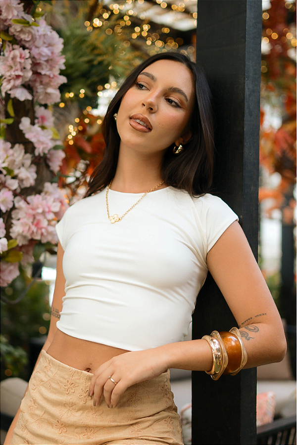 Blusa Manga Japonesa Off White