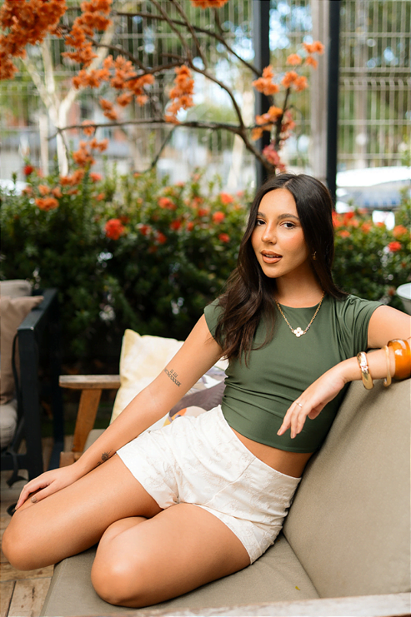 Blusa Manga Japonesa Verde Militar