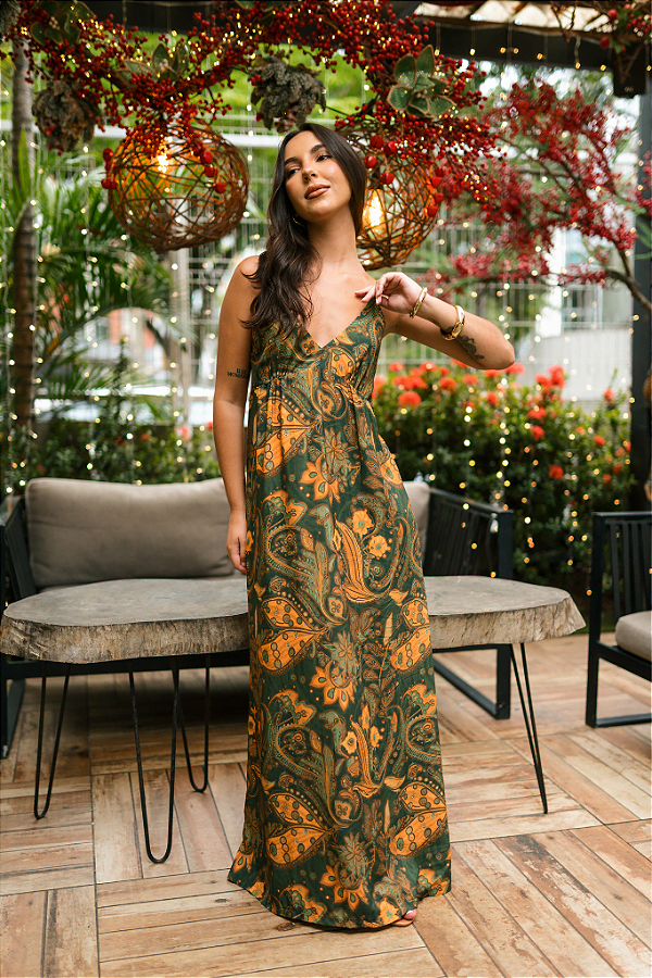 Vestido Lorena Longo Estampado Verde