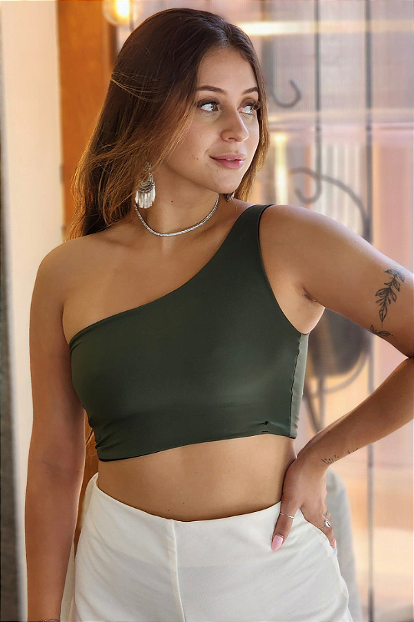 Top Cereja Dupla Face Preto e Militar