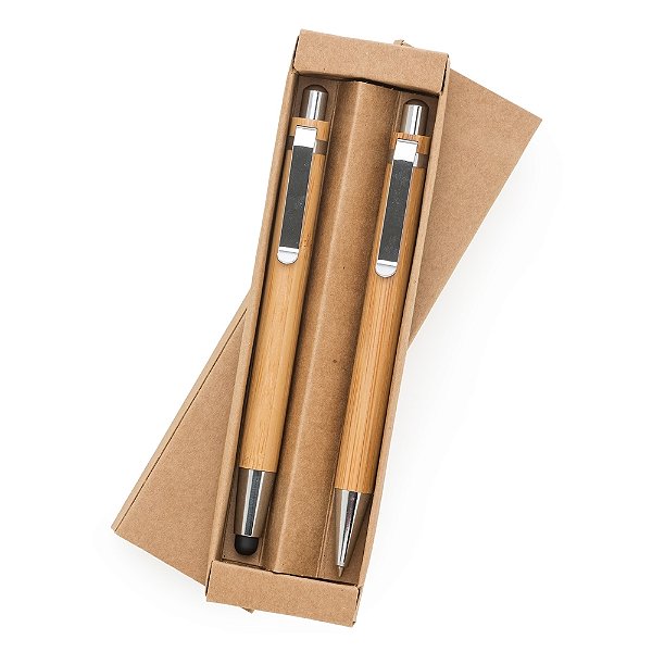 Kit Caneta e Lapiseira de Bambu Personalizado