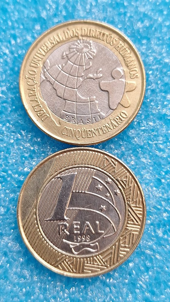 MOEDA 1 REAL - 1998 - 50 ANOS DA DECLARAÇÃO UNIVERSAL DOS DIREITOS HUMANOS - MBC+