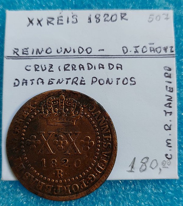 MOEDA  XX RÉIS - 1820 R - D. JOÃO VI - REINO UNIDO - C507