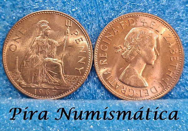 REINO UNIDO ( INGLATERRA) - ONE NEW PENNY - 1967 ELIZABETH II 1º RETRATO