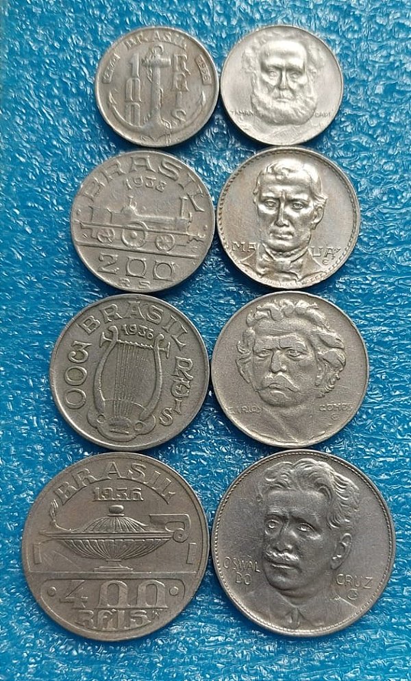 MOEDAS DE 100, 200, 300 E 400 RÉIS - 1936 A 1938 - ILUSTRES - CUPRONÍQUEL