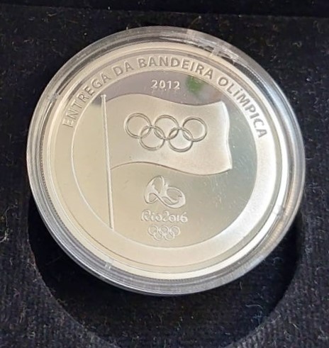 MOEDA 5 REAIS - 2012 - ENTREGA DA BANDEIRA - OLIMPÍADAS RIO 2016