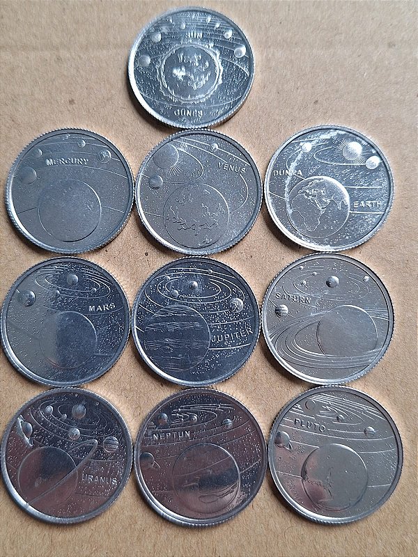 COLEÇÃO 10 MOEDAS 1 KURUS - SISTEMA SOLAR - TURQUIA 2022