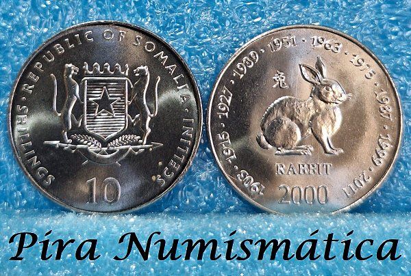 SOMÁLIA - 10 SCHILLING - HORÓSCOPO CHINÊS - ANOS DO COELHO - 2000