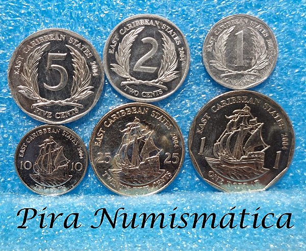CARIBE CONJUNTO DE 6 MOEDAS - 1 CENT A 1 DOLLAR - 2004