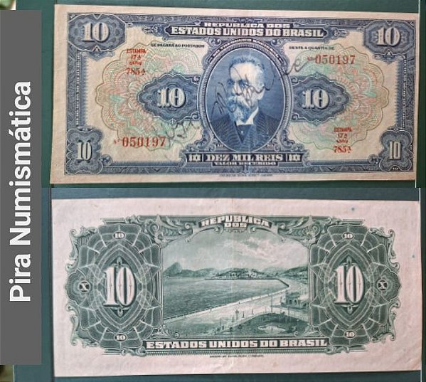 R-110d MBC/Sob Cédula BRASIL - 10 Mil Réis - 17ª estampa- número separado de estampa e série - 1942