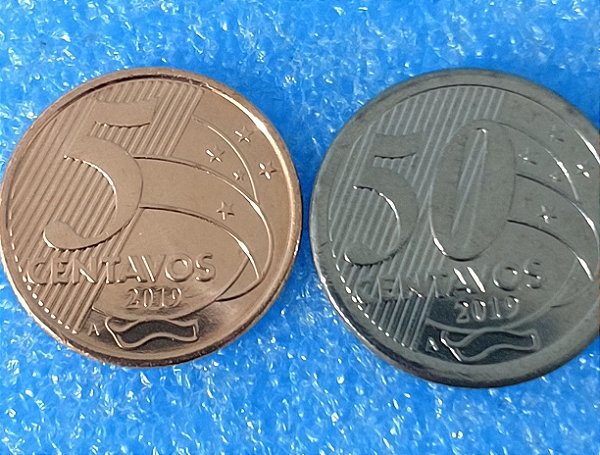 MOEDAS 5 CENTAVOS E 50 CENTAVOS  - 2019 - LETRA A - PRODUZIDAS NA HOLANDA
