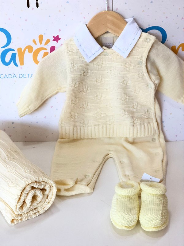 saída maternidade tricô amarelo