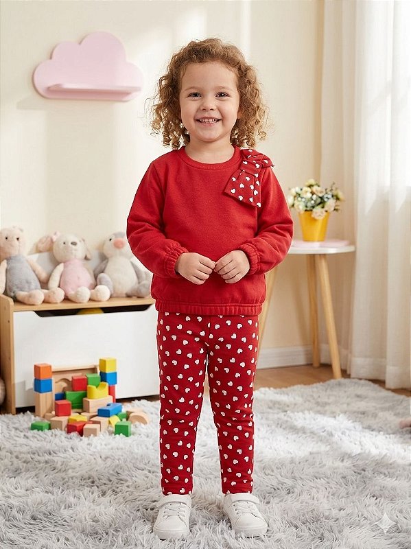 conjunto laço coraçao vermelho