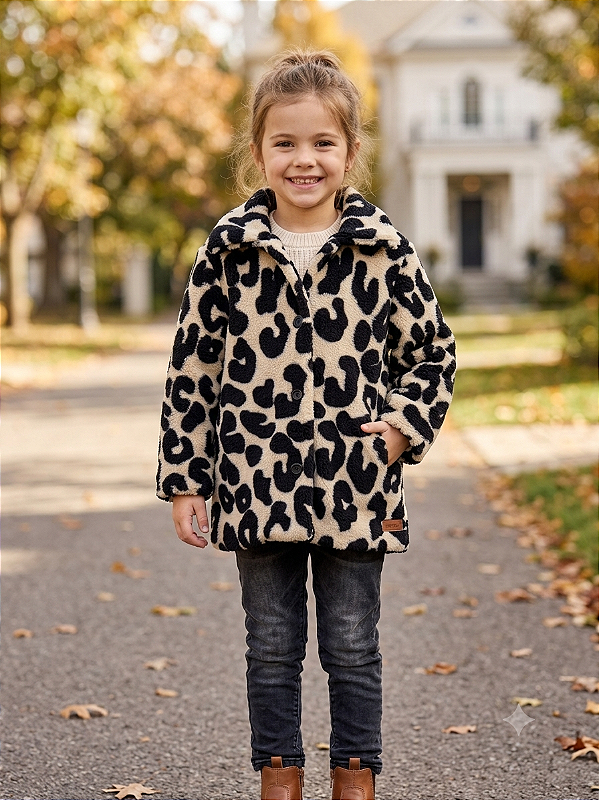 Casaco Infantil Teddy Animal Print H4296