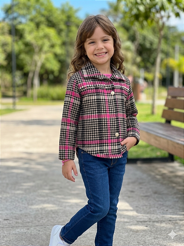 Jaqueta Infantil Xadrez Pink j5525