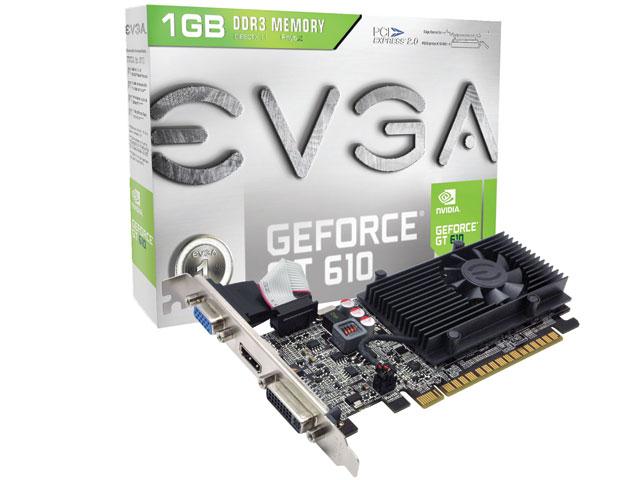 PLACA DE VIDEO 1 GB PCIEXP GT 610 01G-P3-2615-KR 64BITS DDR3 NVIDIA EVGA BOX
