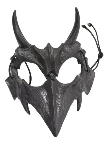 Máscara Pássaro Preto Chifre Festa Fantasia Halloween