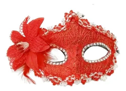 Máscara Veneziana Vermelha Flor Rendada Fantasia Carnaval Adicionar aos favoritos R$ 42 , 99